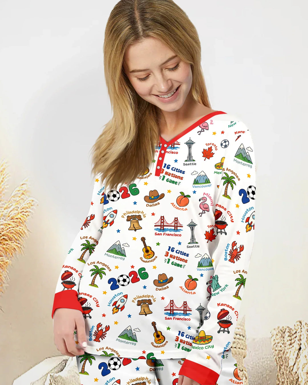 Soccer Cup Host Cities 2026 Bamboo Women Pajama Set