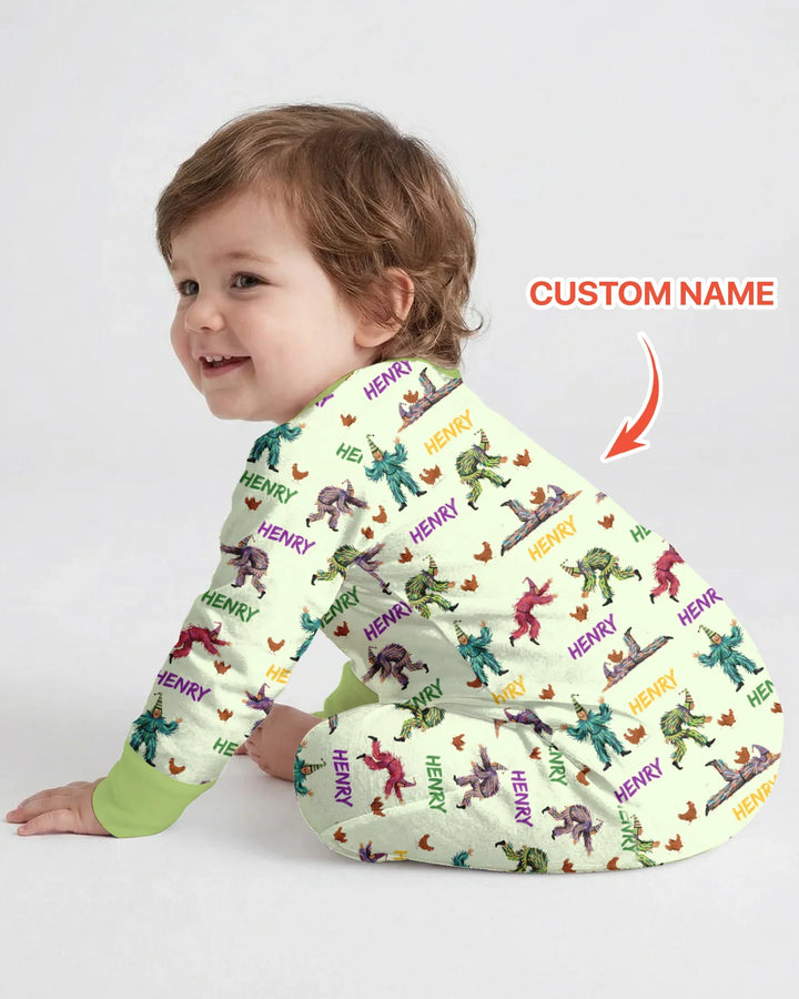 Custom Name Mardi Gras Chicken Chase Family Matching Bamboo Convertible Zippy