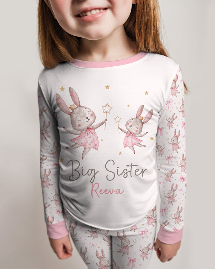 Bunny Wishes Sister Matching Bamboo Two Piece Long Sleeve Pajama Set
