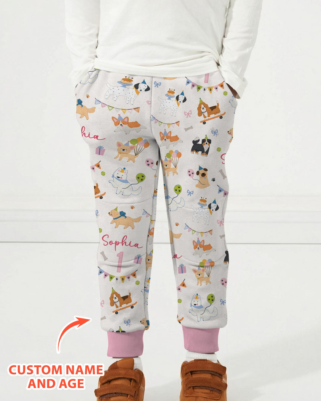 Custom Name Birthday Dogs Party Bamboo Jogger