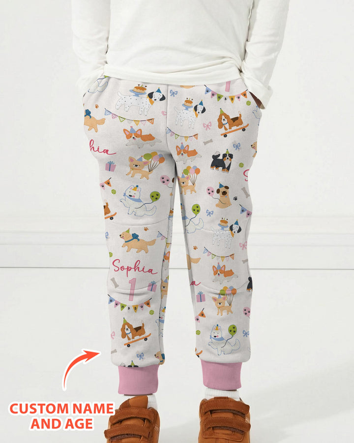 Custom Name Birthday Dogs Party Bamboo Jogger