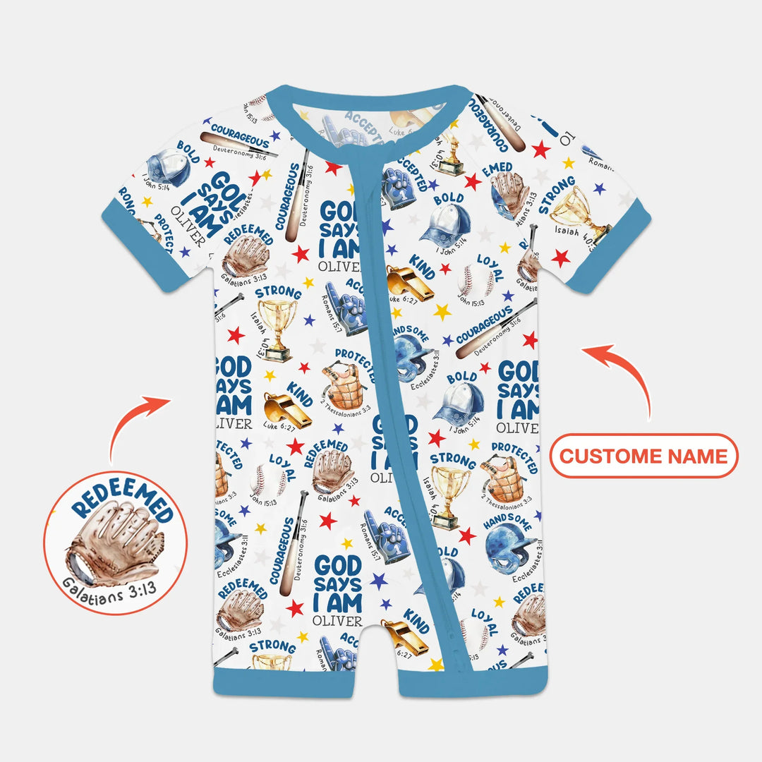 Baseball God Says I Am Custom Name Bamboo Shorty Zippy
