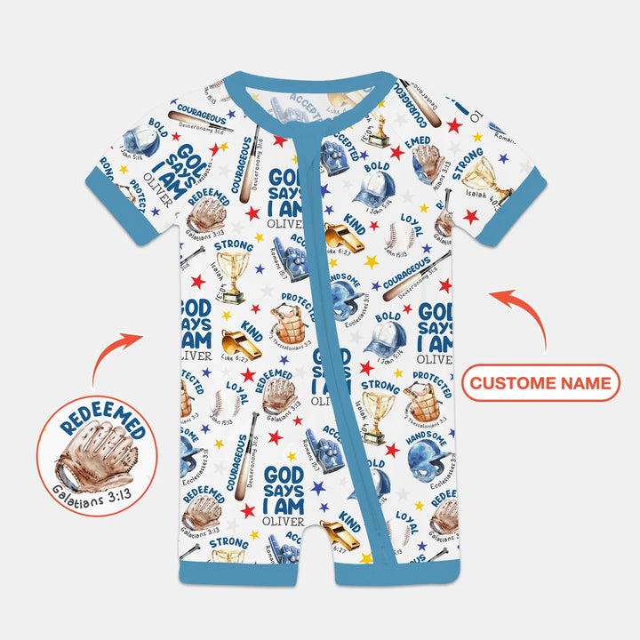 Baseball God Says I Am Custom Name Bamboo Shorty Zippy