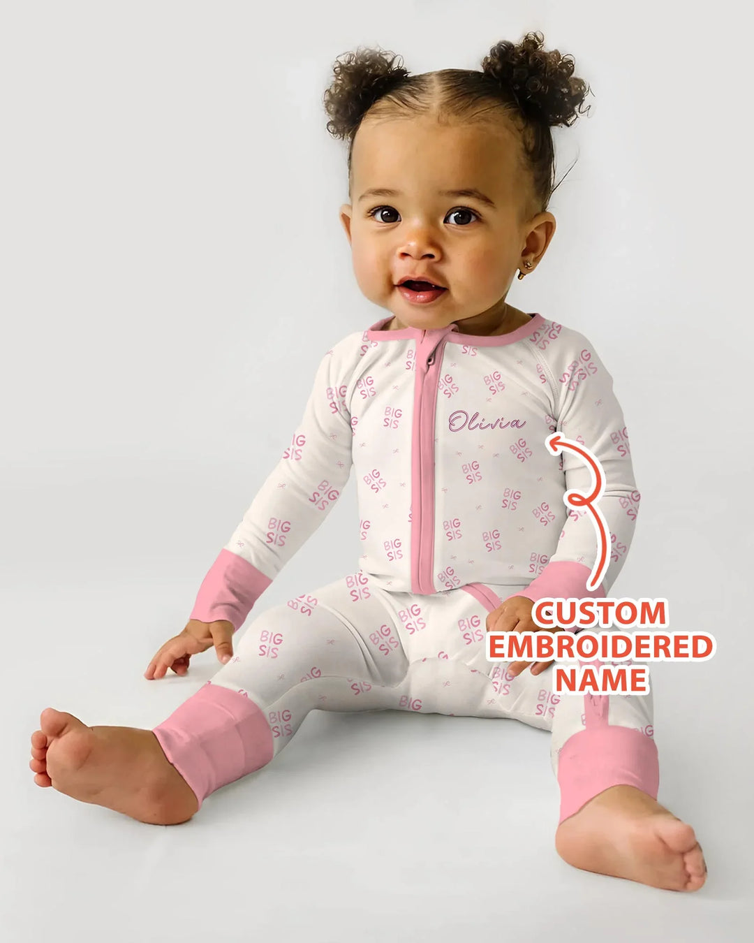 Custom Embroidered Name Big Sis Baby Bamboo Convertible Zippy