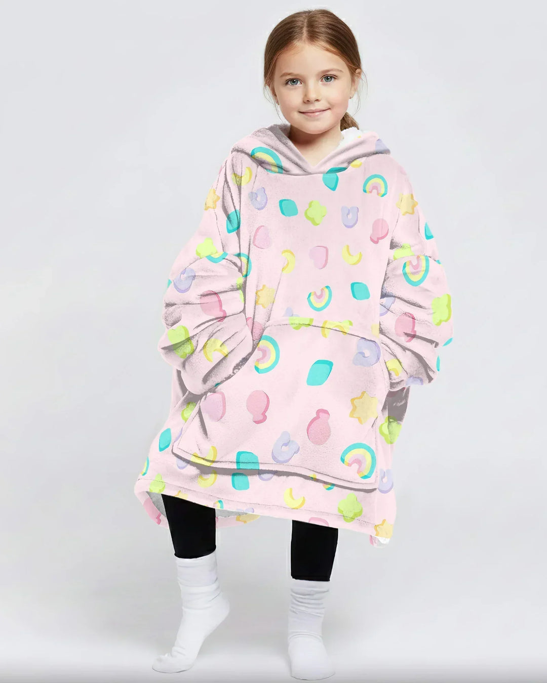 Pastel Lucky Charms Scatter Wearable Bamboo Blanket Hoodie