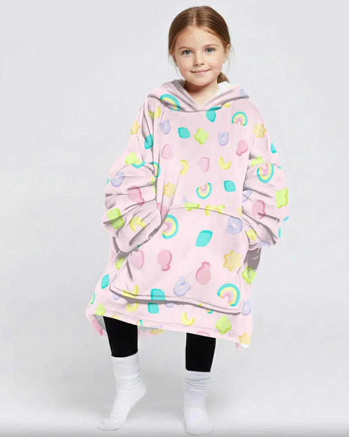 Pastel Lucky Charms Scatter Wearable Bamboo Blanket Hoodie
