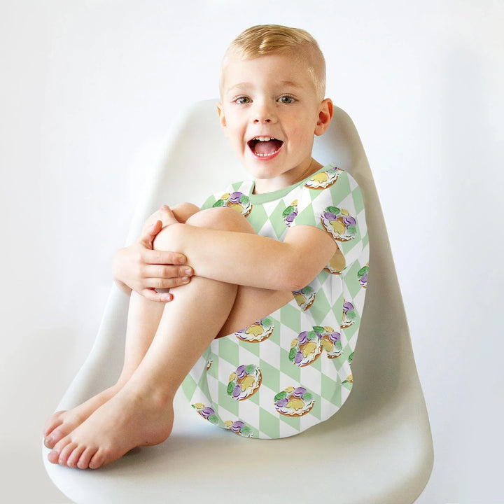 Mardi Gras Donut Bamboo Two Piece Short Sleeve Shorts Pajama Set