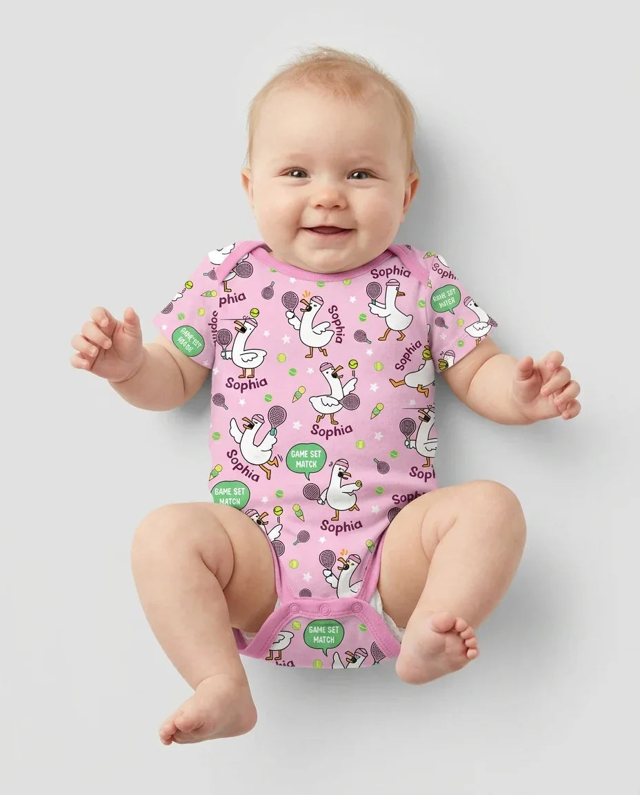 Silly Goose Playing Tennis Bamboo Bodysuit