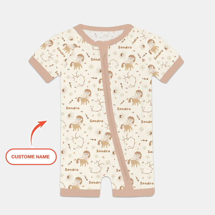 Bohemian Baby Zodiac Signs Custom Name Bamboo Shorty Zippy