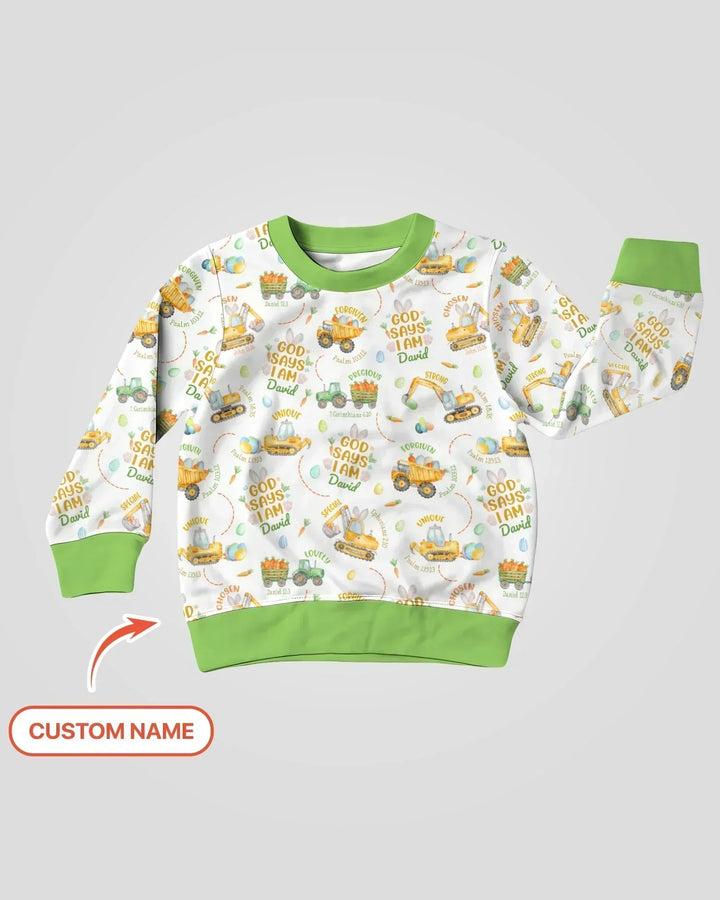 Happy Easter God Says I Am Custom Name Bamboo Crewneck Sweatshirt