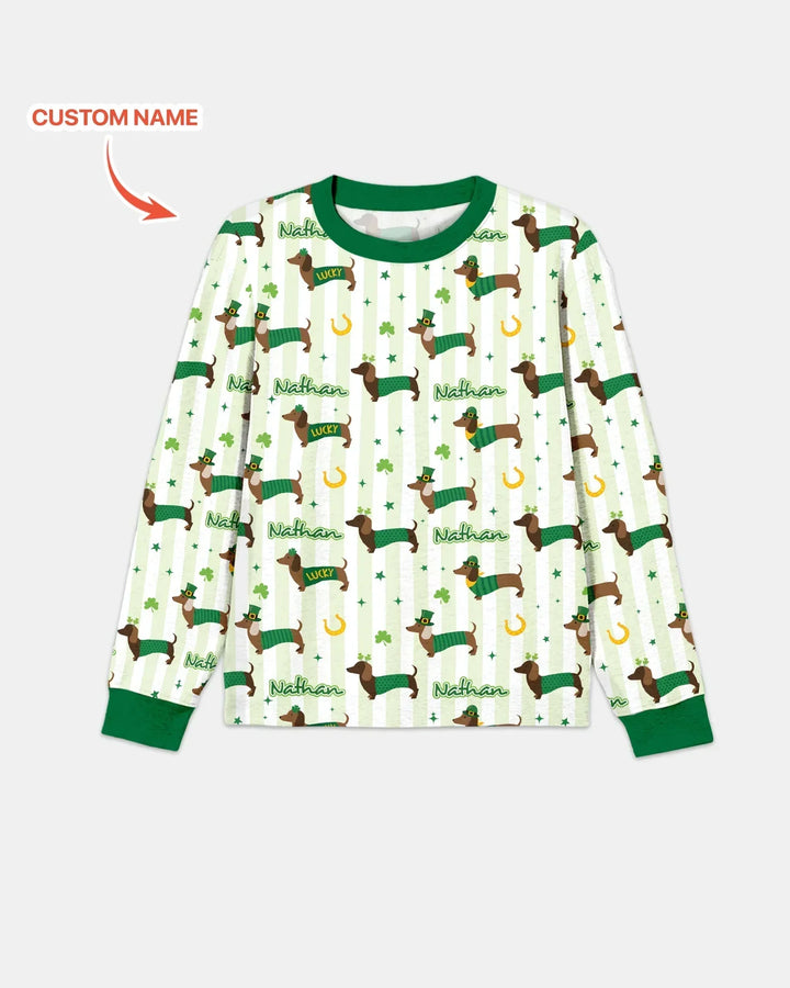 Lucky Dachshunds St. Patrick's Day Family Matching Bamboo Men's Pajama Set