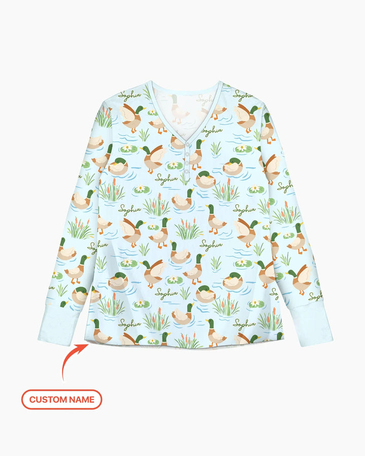 Personalized Mallard Duck Bamboo Women Pajama Set