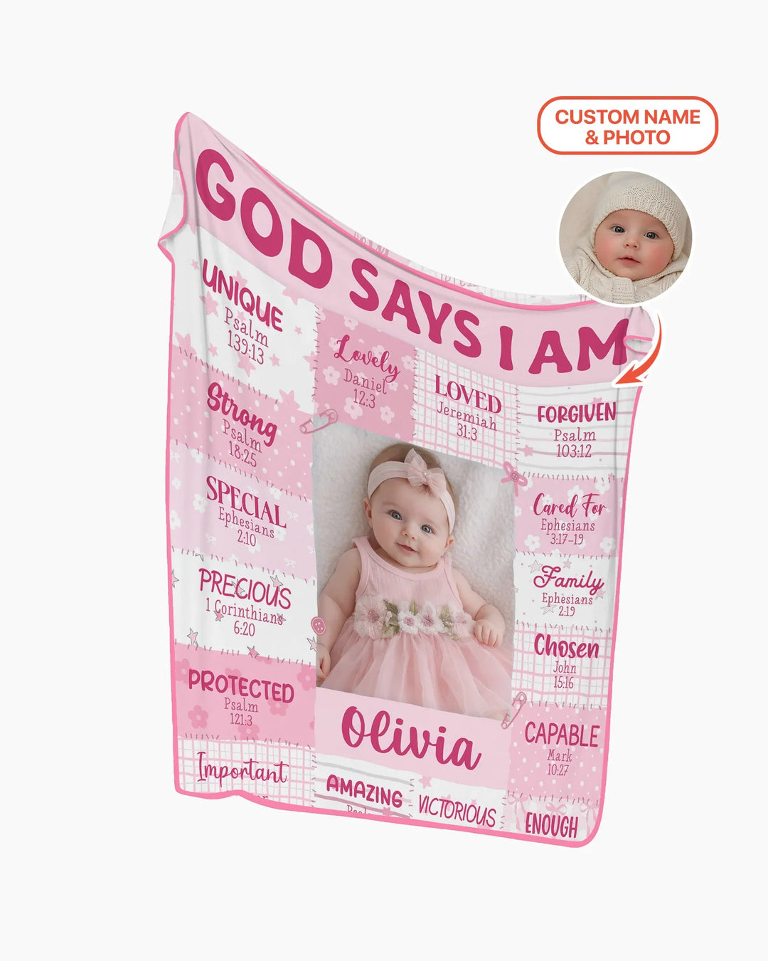 Custom Photo God Says I Am Bamboo Blanket