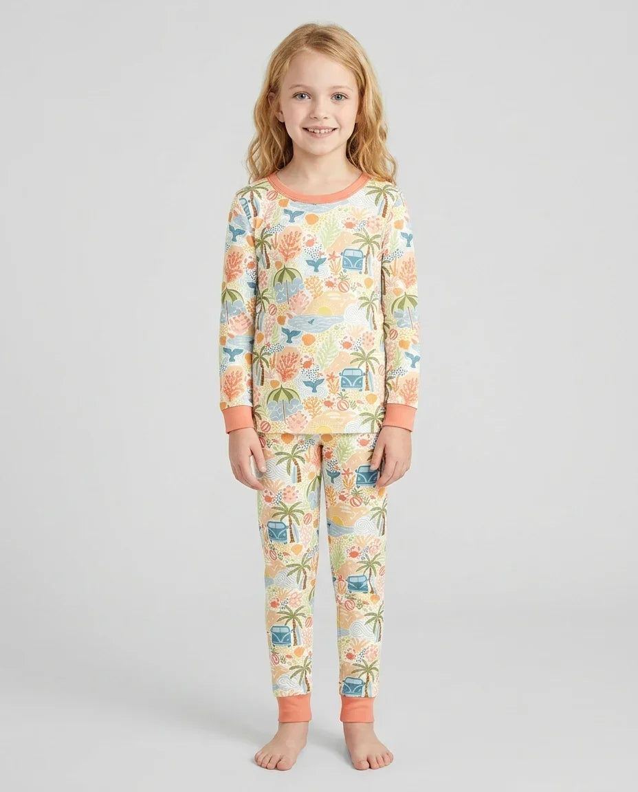 Beachy Boho Bamboo Two Piece Long Sleeve Pajama Set