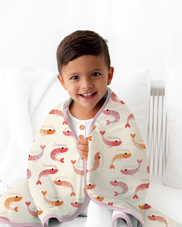 Sweet Shrimp Parade Bamboo Blanket