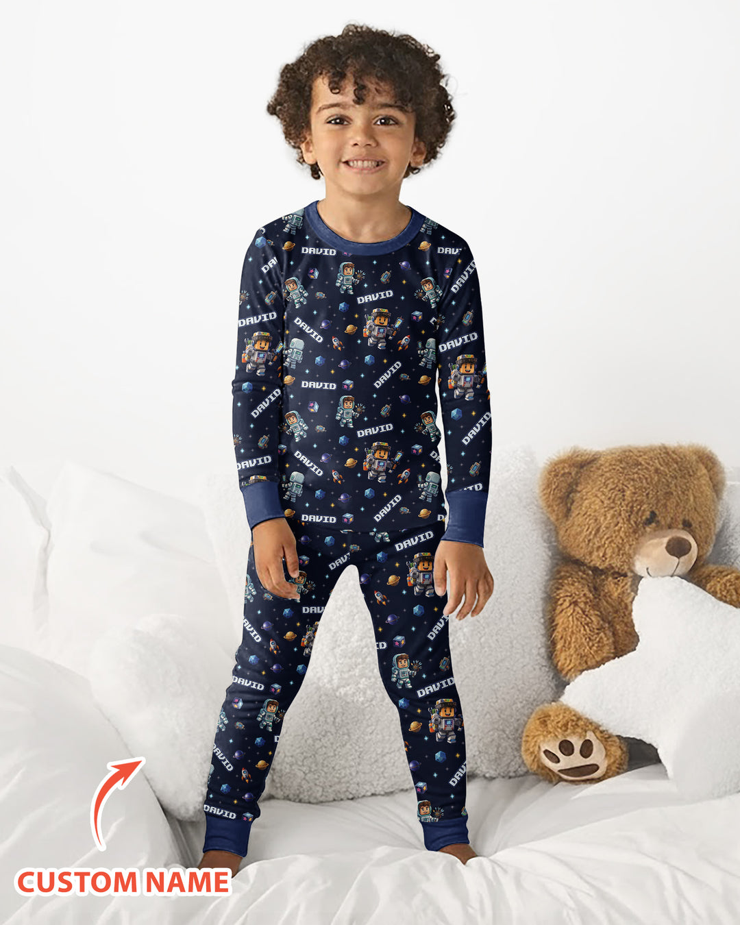 Blocky Universe Bamboo Two Piece Long Sleeve Pajama Set