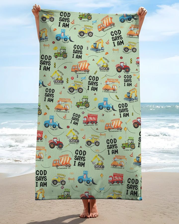 God Says I Am Boy Bamboo Beach Towel