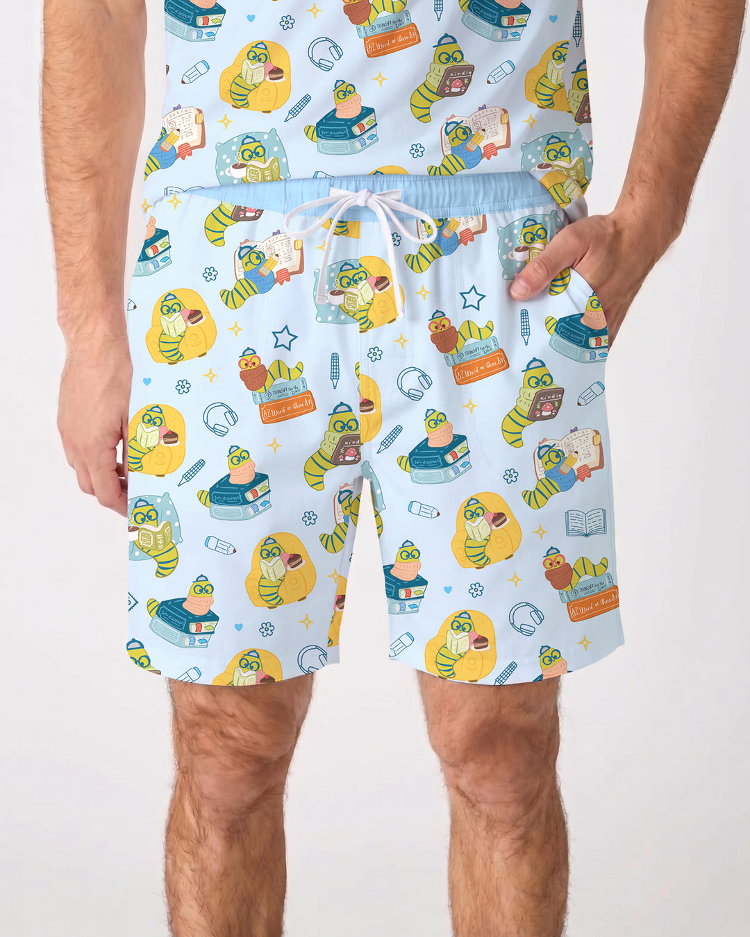 Little Book Worm Family Matching Bamboo Men Short Sleeve Short Pajama Set