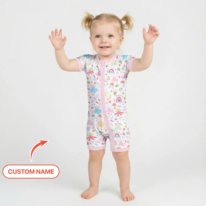 Custom Name Positive Spring Garden Bamboo Shorty Zippy