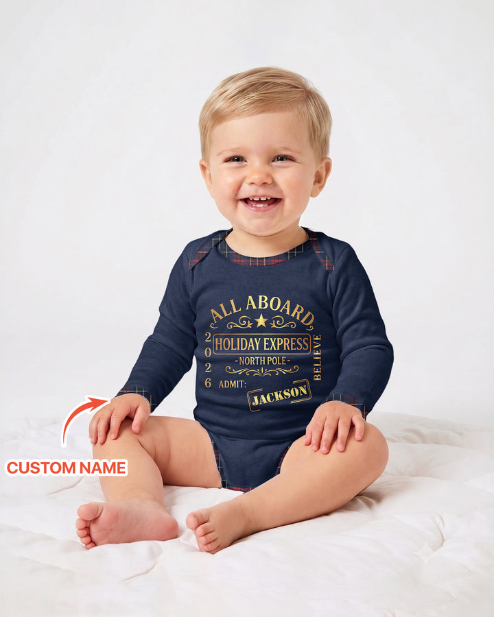 Custom Name North Pole Plaid Bamboo Bodysuit