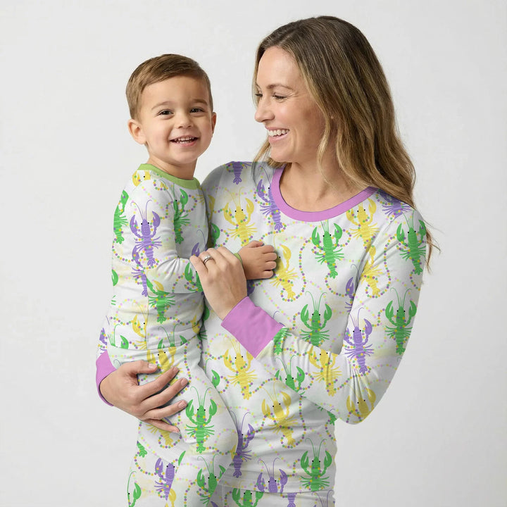 Mardi Gras Crawfish Family Matching Bamboo Women Pajama Set