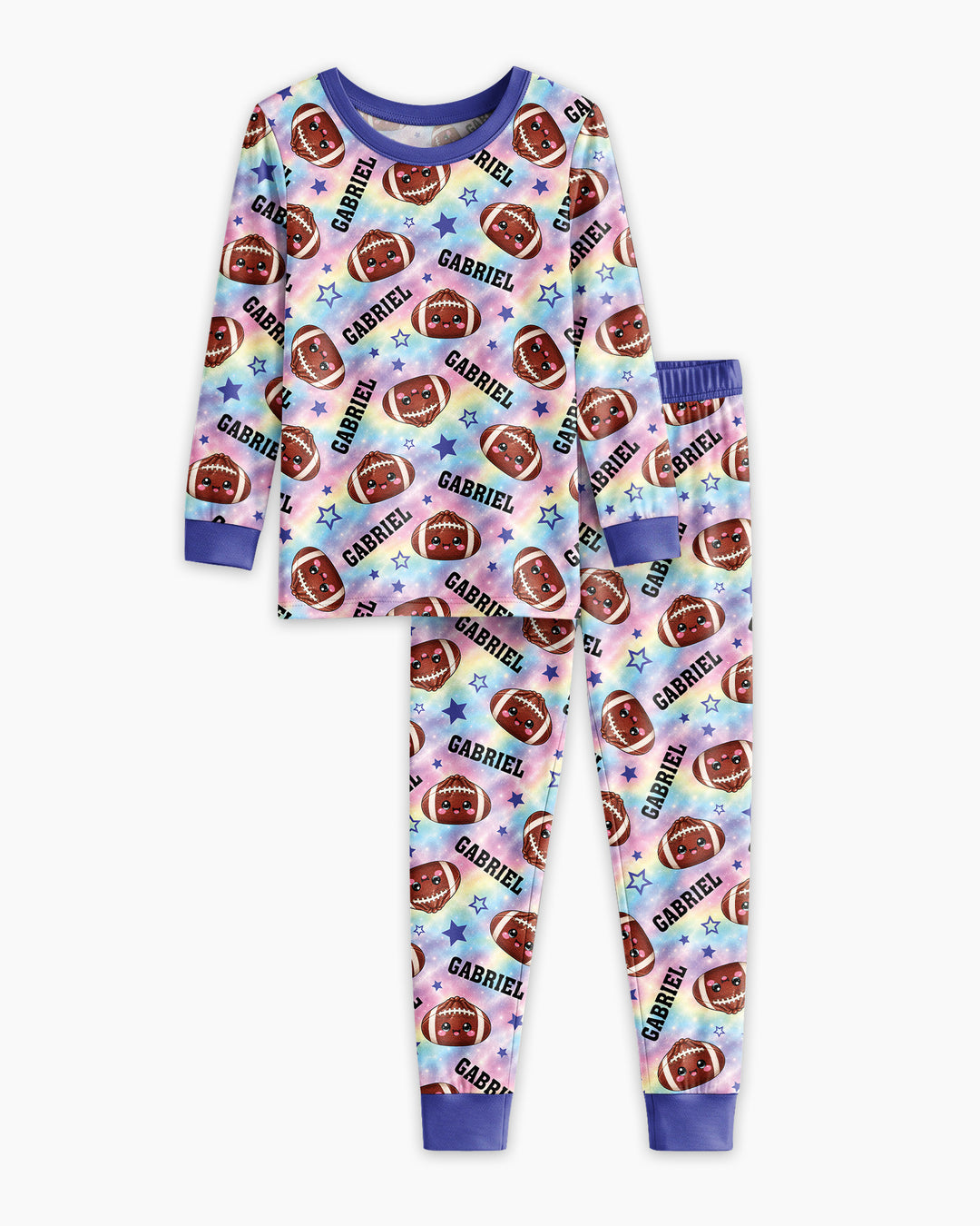 Personalized Sports Dumpling Custom Name Bamboo Two Piece Long Sleeve Pajama Set