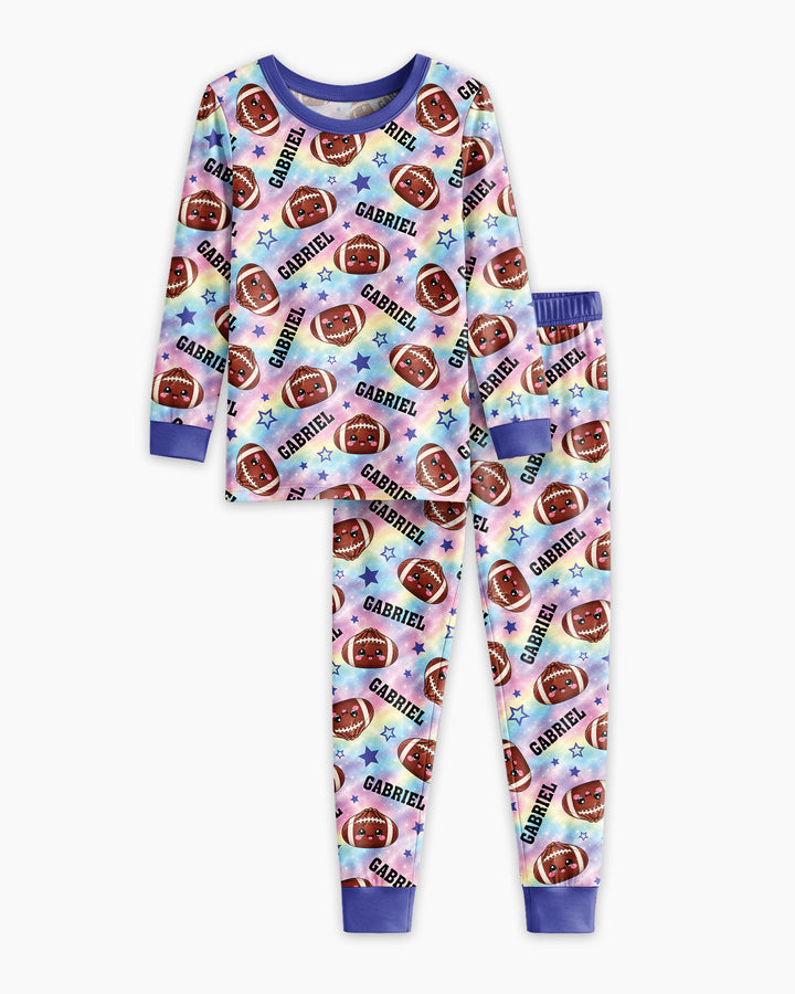 Personalized Sports Dumpling Custom Name Bamboo Two Piece Long Sleeve Pajama Set