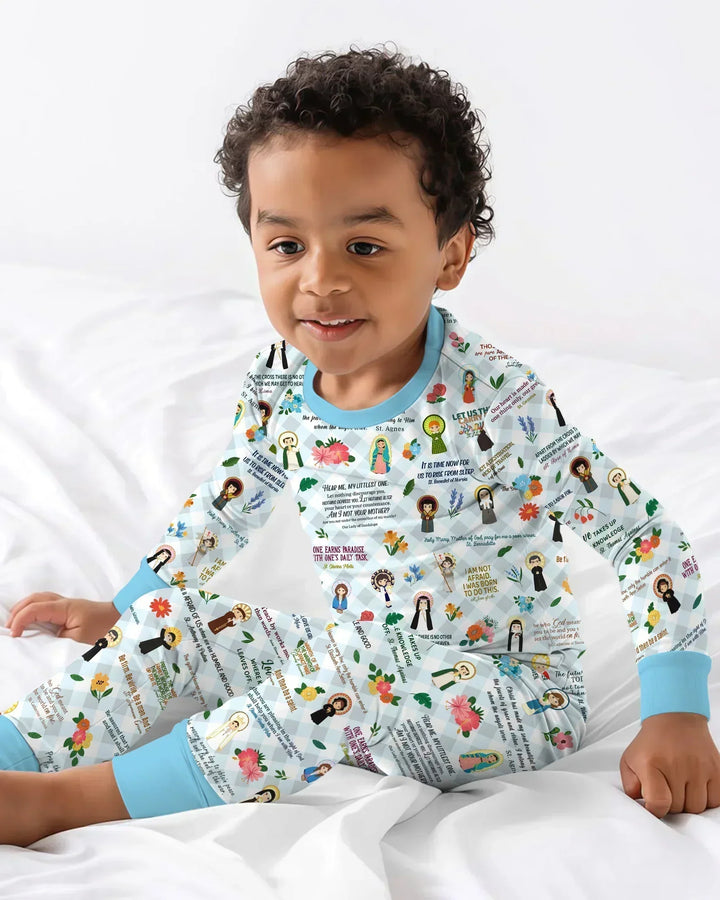 Catholic Saint Quotes Bamboo Two Piece Long Sleeve Pajama Set