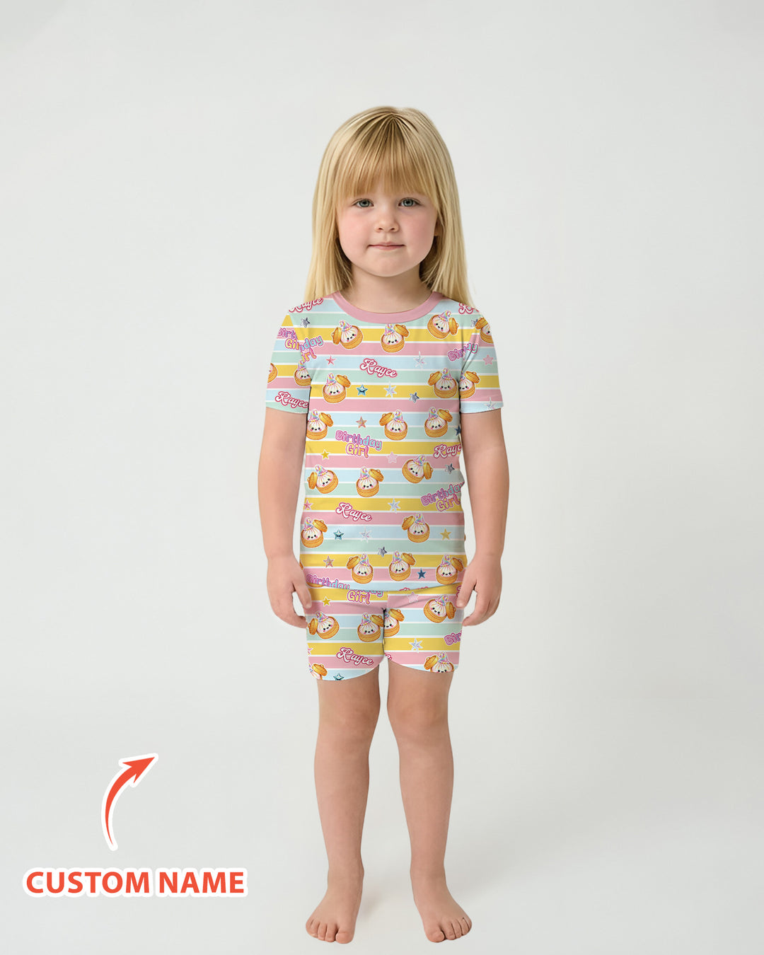 Custom Dumpling Birthday Girl  Bamboo Two Piece Short Sleeve Shorts Pajama Set