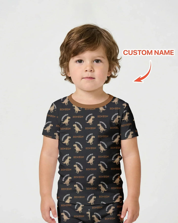 Custom Name Afikosaurus Bamboo Two Piece Short Sleeve Shorts Pajama Set
