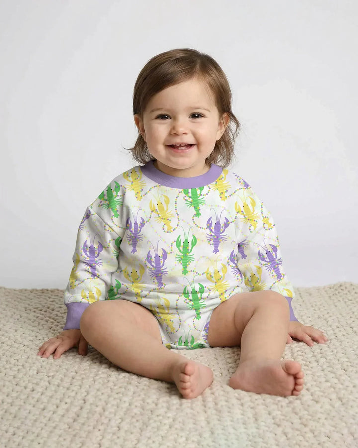 Mardi Gras Crawfish Family Matching Bamboo Bubble Romper