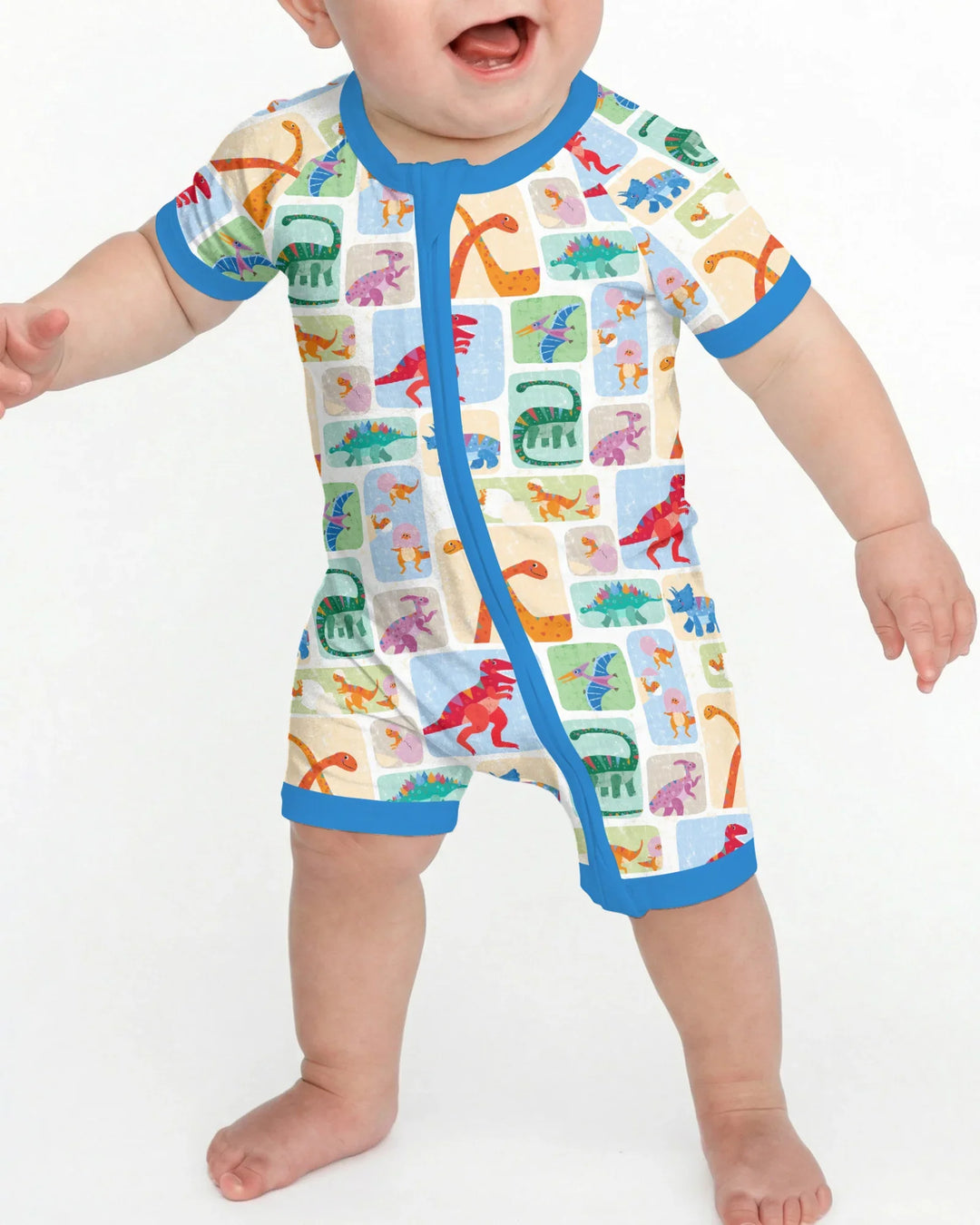 Rainbow Dino Friends Family Matching Bamboo Shorty Zippy