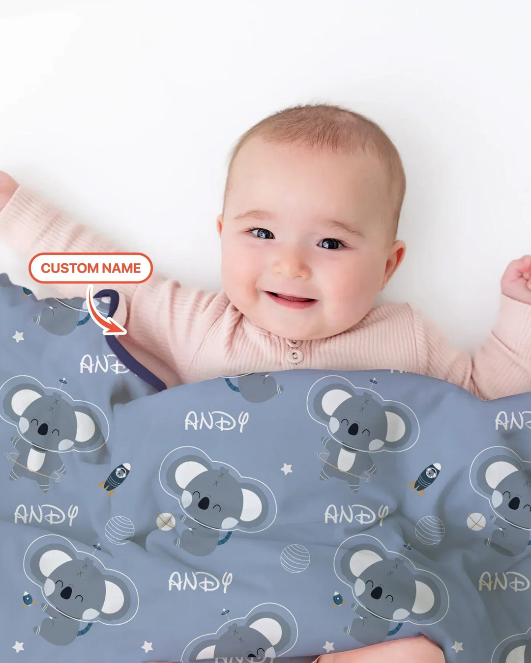 Custom Name Cosmic Koala Bamboo Blanket
