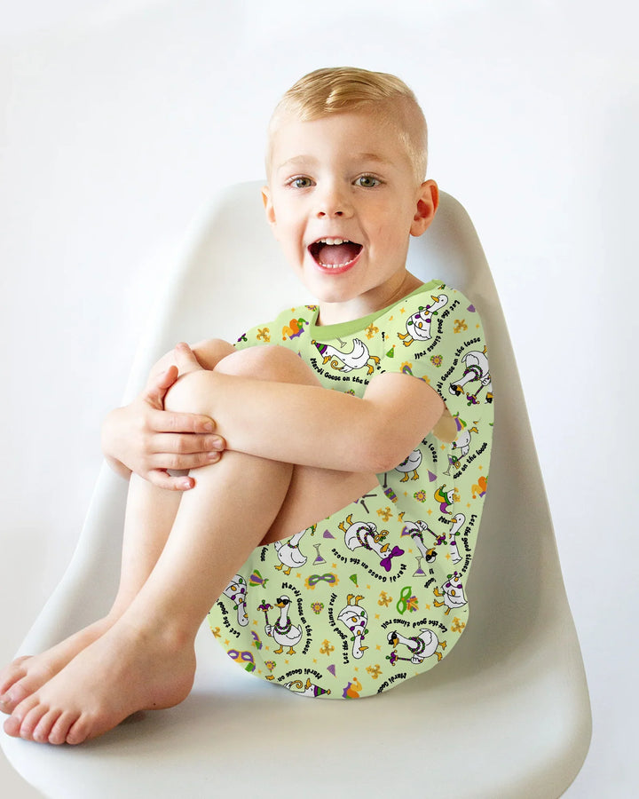 Mardi Gras Silly Goose Bamboo Two Piece Short Sleeve Shorts Pajama Set