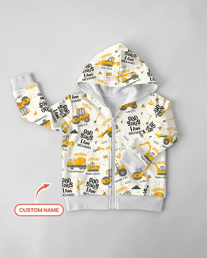 Custom Name God Says I Am Boy Bamboo Zip Hoodie