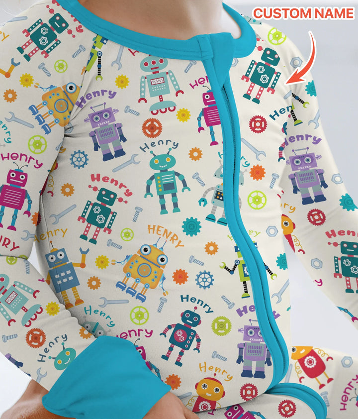 Robo Buddy Squad Custom Name Bamboo Convertible Zippy