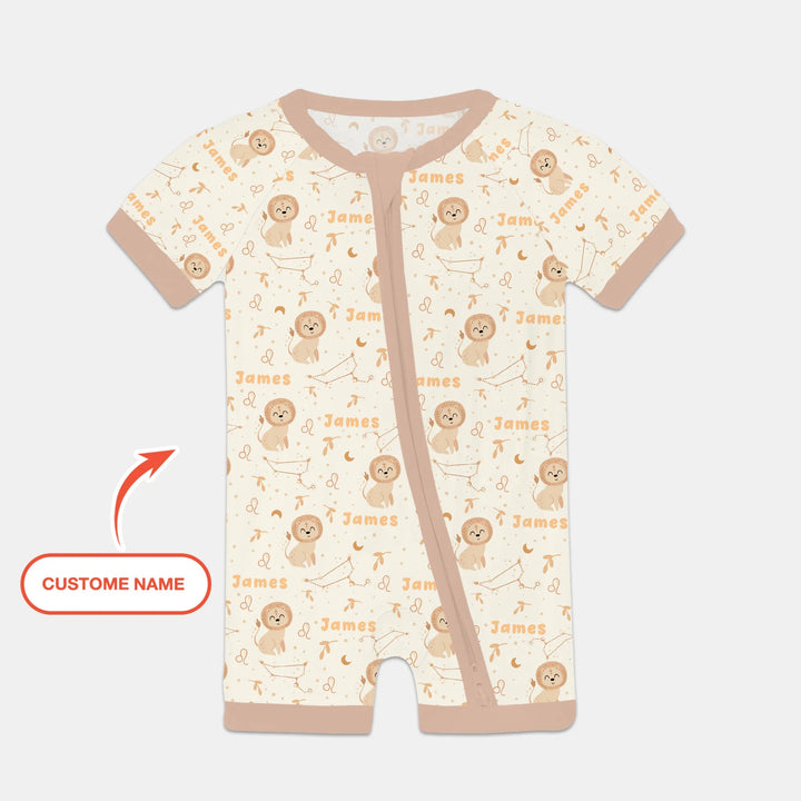 Bohemian Baby Zodiac Signs Custom Name Bamboo Shorty Zippy