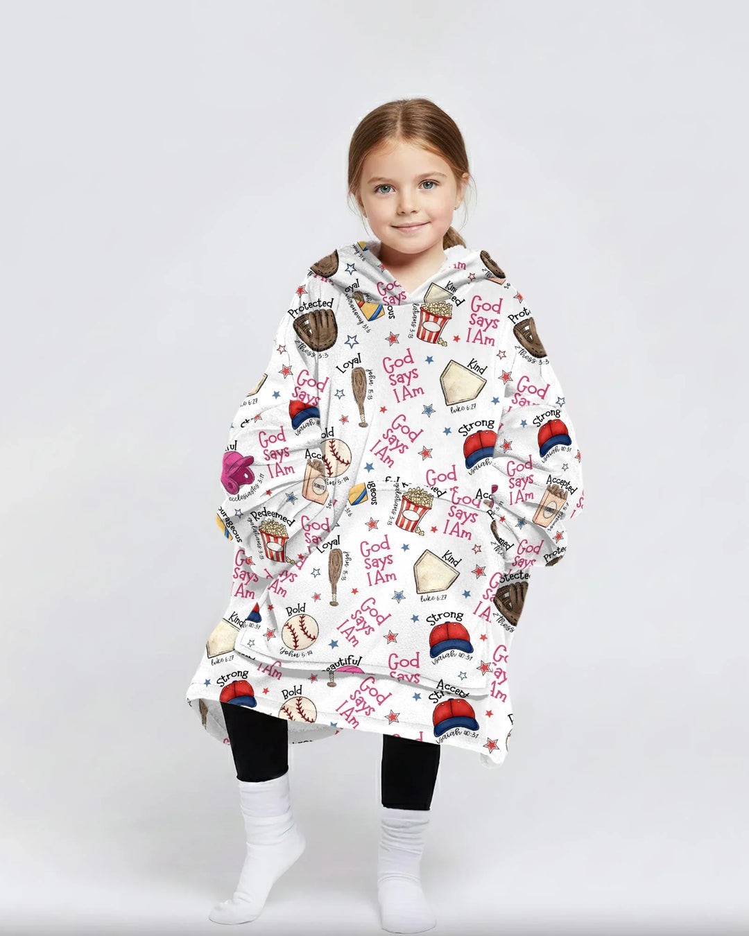 Christian Baseball Wearable Bamboo Blanket Hoodie