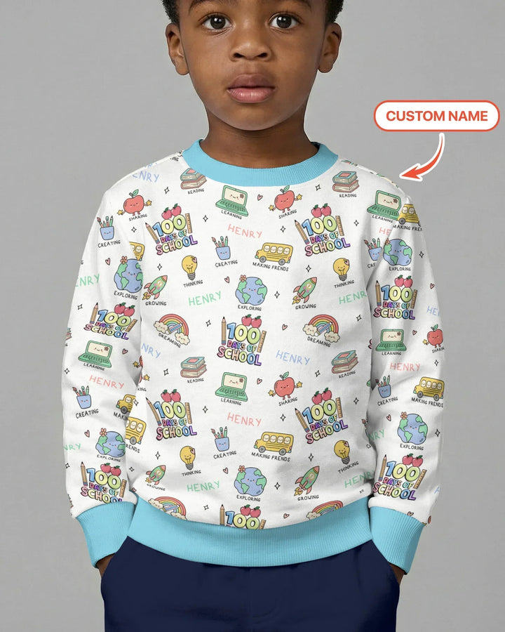 Custom Name Celebration Hundred Days Bamboo Crewneck Sweatshirt
