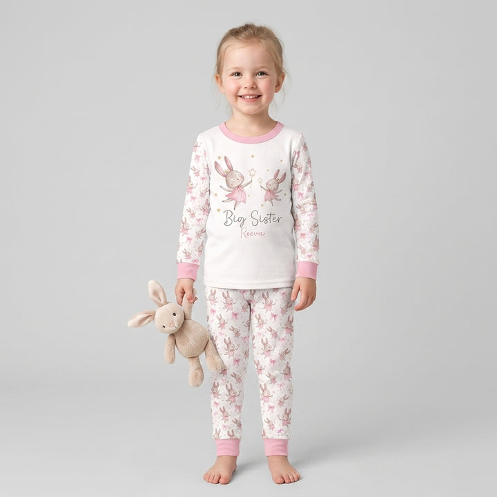 Bunny Wishes Sister Matching Bamboo Two Piece Long Sleeve Pajama Set