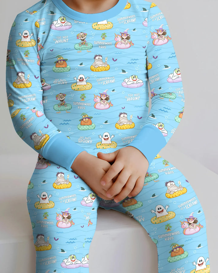Summerween Cartoon Bamboo Two Piece Long Sleeve Pajama Set