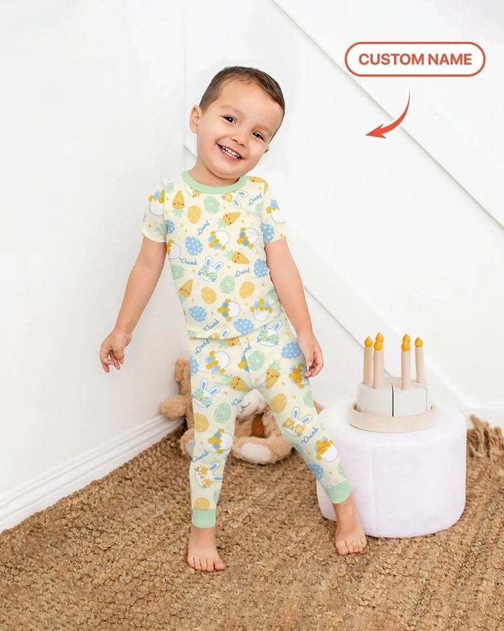 Retro Easter Bamboo Two Piece Short Sleeve Pajama Set