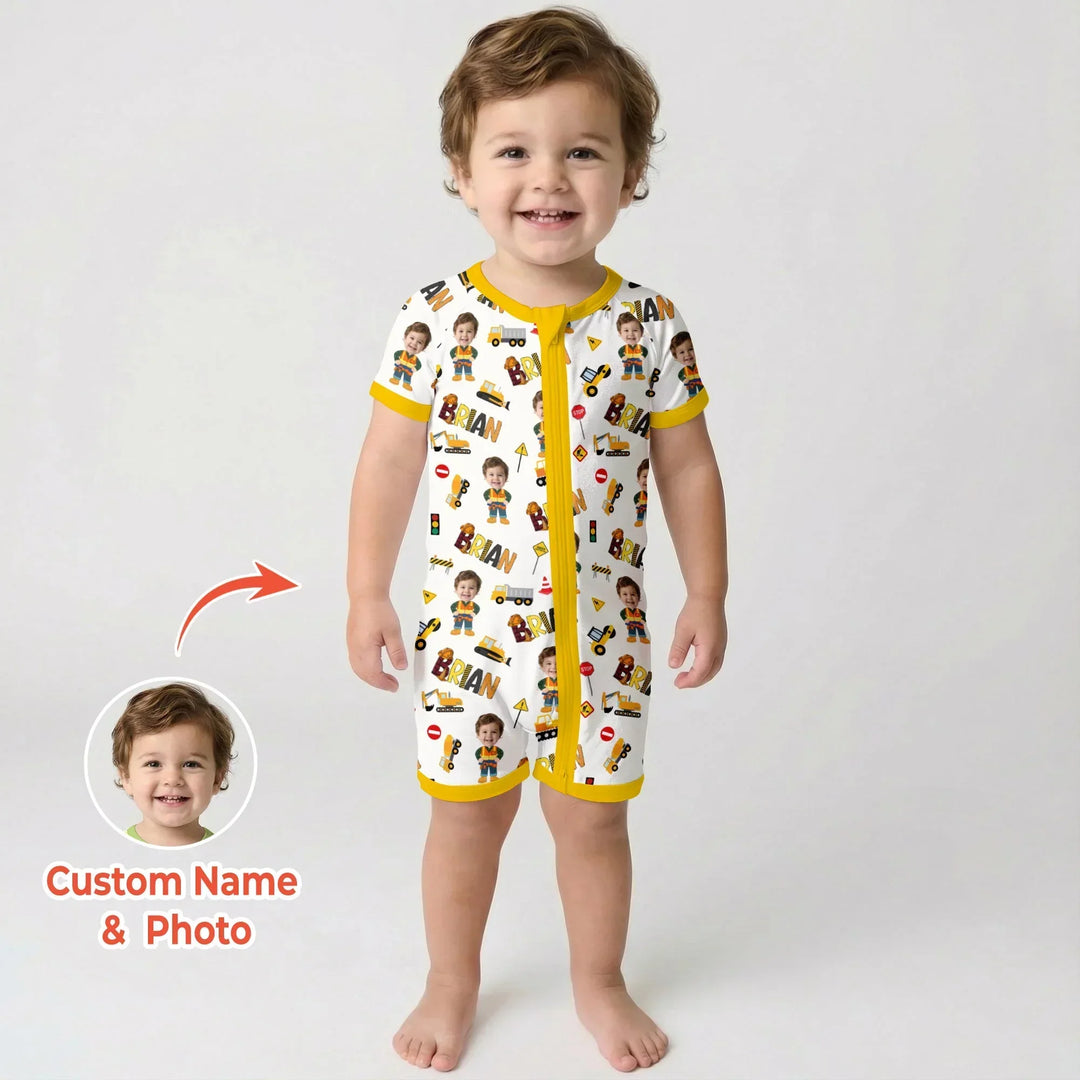 Custom Photo Doodle Little Builder Bamboo Shorty Zippy