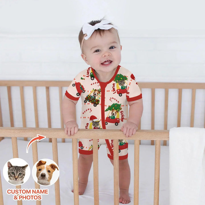Custom Pet Photo Christmas Tikes Car Bamboo Shorty Zippy