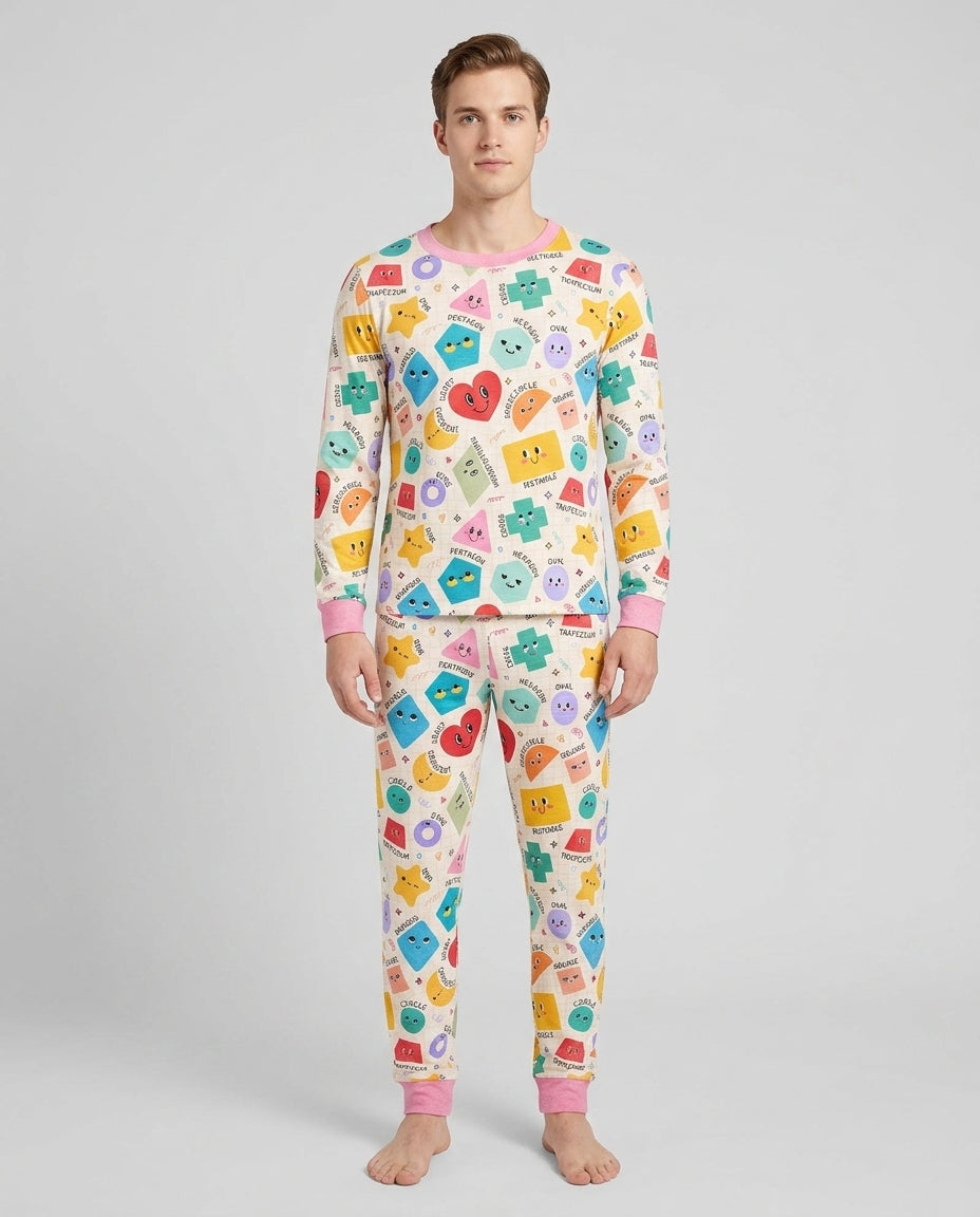 Happy Shape Squad Family Matching Bamboo Men's Pajama Set
