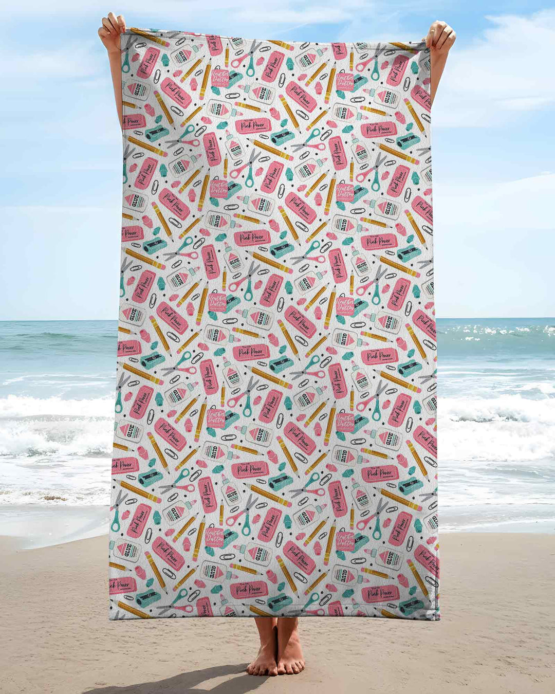 Pink Power School Supplies Bamboo Beach Towel