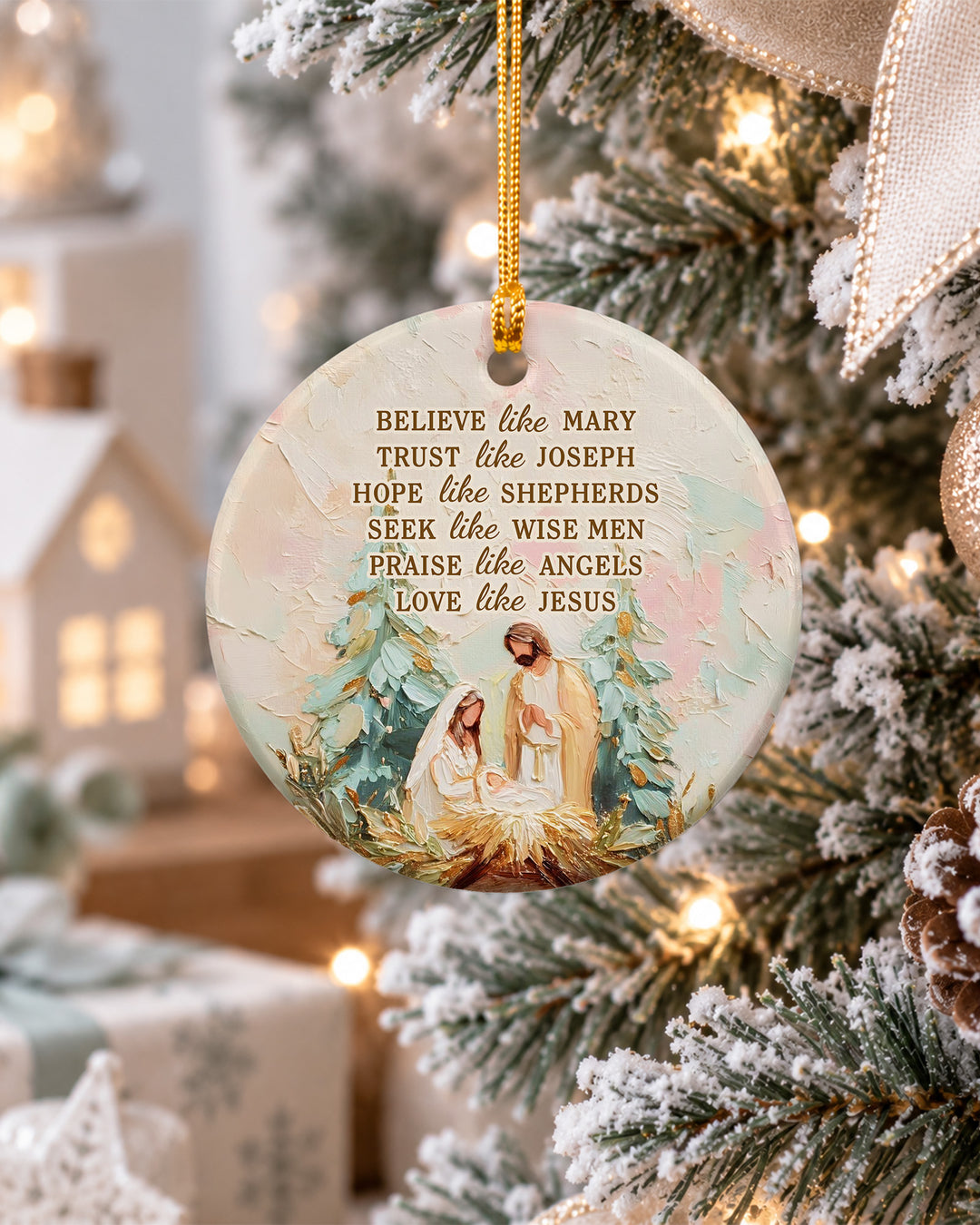 Bible Verse Holiday Family - Personalized Ceramic Ornament