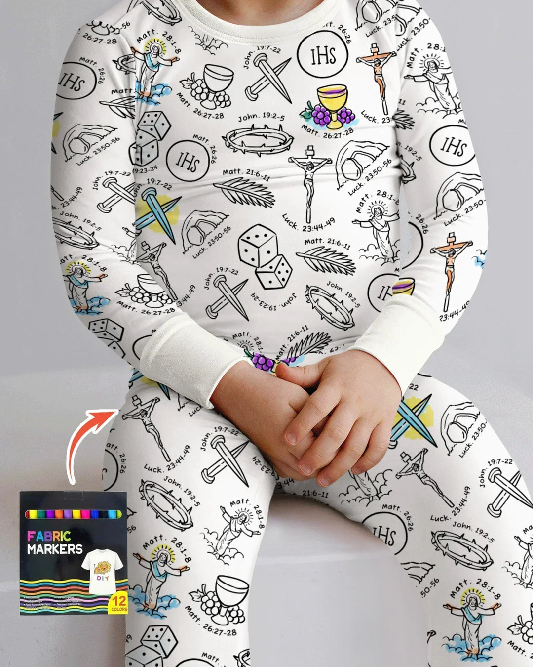 Easter Story Colorable Bamboo Two Piece Long Sleeve Pajama Set