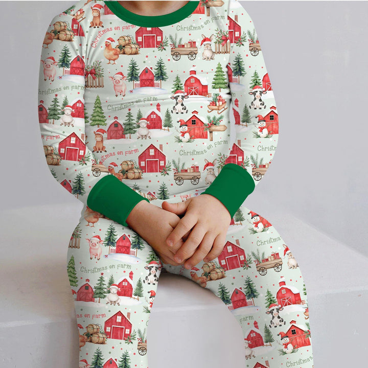 Christmas on Farm Bamboo Two Piece Long Sleeve Pajama Set