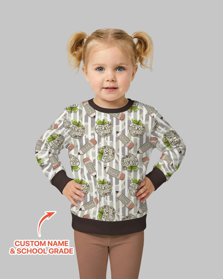Custom Name Camo Apple Days Bamboo Crewneck Sweatshirt